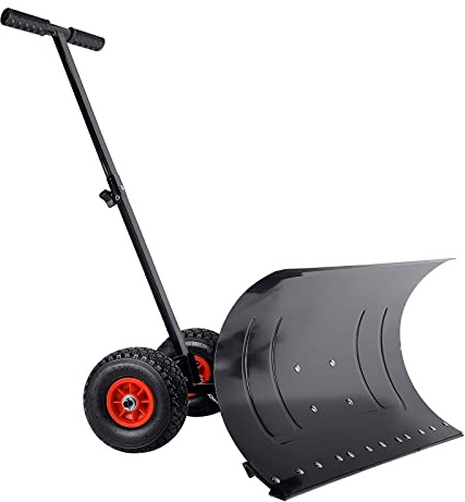 LZQ Mobil Snöskyffel Med Halkfria Hjul Och Handtagsdesign Snöplog Med Hjul För Hörväg, justerbar höjd snöskylt(Extra stor och bred stil 74 cm bredder)