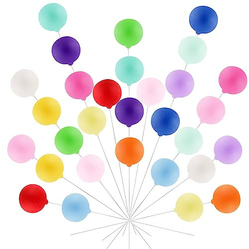 30 Piezas Decoracion Tartas Cumpleaños Bolas de Decoración de Pastel Adornos Redondos para Magdalenas Adornos para Tartas para Fiesta Cumpleaños Aniversario de Boda Baby Shower