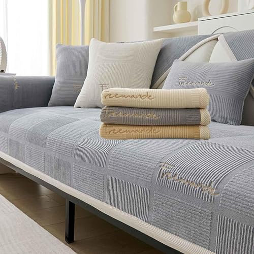 LINGKY Couch Überzug, Sofa Überzug 1/2/3/4 Sitzer L Form Sofa Cover Sofabezug Ecksofa, Sofadecken Für Sitzfläche, Sofaschoner rutschfest, Universelle Sofa Überwurf (Grau,90x160cm/Rechteckig)