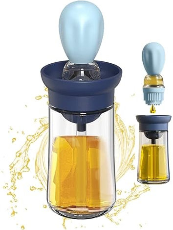 ALAUKAI Flacon Distributeur d'huile avec brosse en Silicone 2 en1| Pinceau huile | Cuisine &Pâtisserie | Cuisine, Friture, Sauce, Barbecue, Marinade | Accessoire Air Fryer | Gadget Maison 180 ml