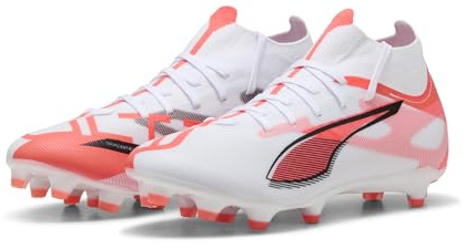Puma Ultra 5 Match+ FG/AG Wn's - Scarpe da Calcio Femmina, Puma White-Puma Black-Glowing Red,