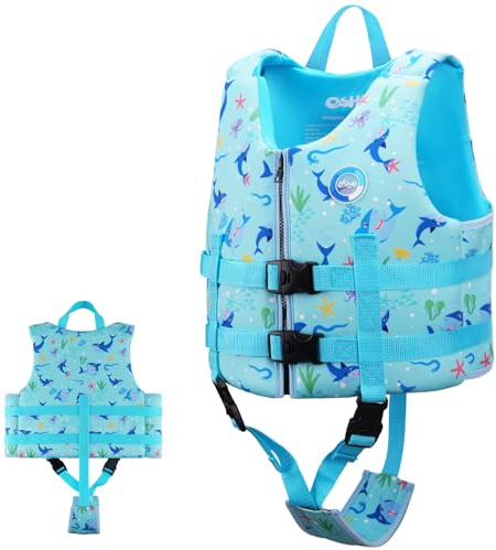 OSHYLE Swim Vest for Kids Toddler Floaties Vest with Safety Strap Buoyancy Aid (WB-SK, L(6-9))