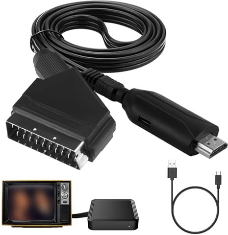 Convertisseur Péritel vers HDMI avec Câble USB - Adaptateur Vidéo Audio HD 720/1080p pour HDTV STB VHS