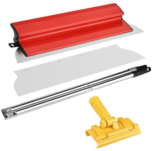 Trendecor Set di spatole per superfici, 40 cm, con lama in acciaio inox, manico a Z e manico di prolunga da 1,2 m, per cartongesso, per grandi aree di lavoro, decorazione da parete