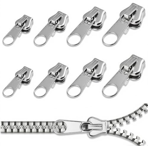 Lot de 8 tirettes de rechange pour fermeture éclair - 4 tailles - Pour réparation rapide de vêtements, jeans, bagages, sac à dos