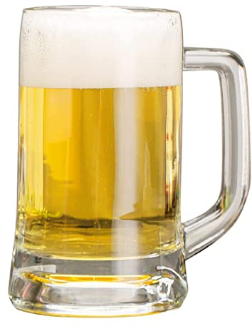 Boccali da birra in vetro italiano di alta qualità con manico, in vetro trasparente, 400 ml (2, boccali da birra LITI da 460 ml)
