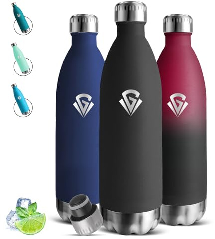 Gourde- 1l- Gourde Isotherme, Sans BPA, Bouteille Inox, 24h Froid & 12h Chaud, Bouteille Isotherme, Anti Fuite, Double Vide, Bouteille d'eau pour Bureau, Sport, Voyage, Gym, Camping