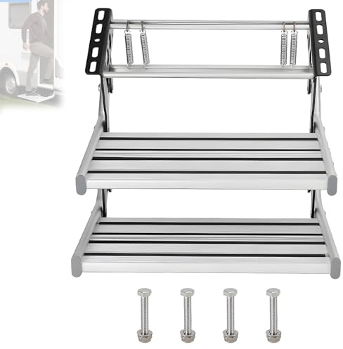 Feiphla Trittstufe Wohnwagen Wohnwagen Trittstufe, Zusammenklappbare Manuelle Wohnmobil-Stufen, rutschfest Rv Klappstufen, FüR Wohnmobil Caravan 2Step-Manual