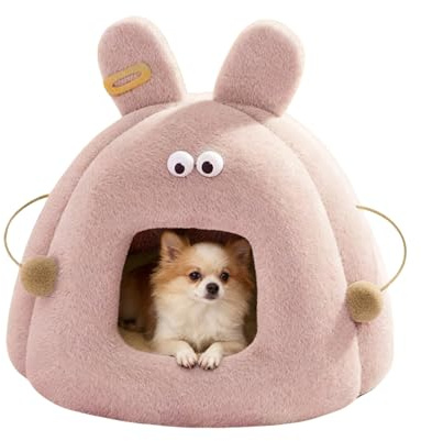 Qoukonao Cat Bed House - Windproof Cuddly Shelter with Cute Design - With Removable Cushion Cat House, Outdoor in Winter as a Sleeping Place for Christmas for Kittens and