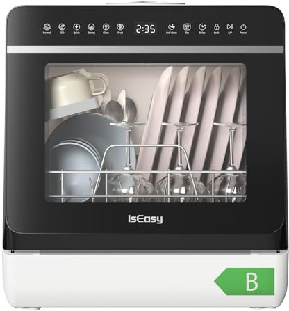 Mini Lavastoviglie da Tavolo, Lavastoviglie portatile da 5L, 7+3 Programmi, Touch Control e Display LED, Ideale per Cucine, Apt e Dormitori