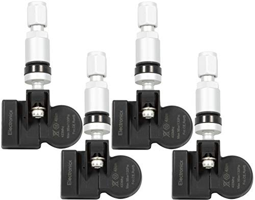 Electronicx RDKS TPMS - 4 sensori di pressione pneumatici, sistema di controllo della pressione dei pneumatici, valvola in metallo, colore argento, adatto per Town Country