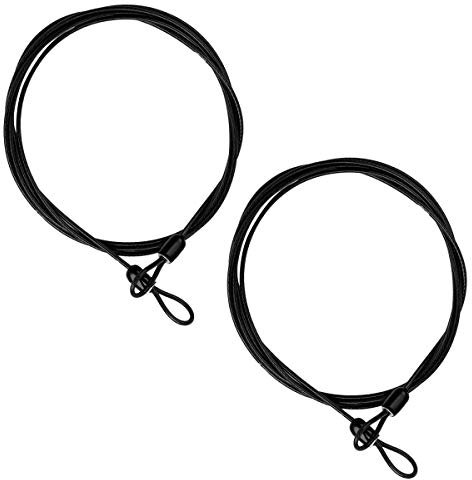 Yeahdor 2 Stück 2m Sicherheitskabel Kabelschloss Stahl Seil Gepäckschloss als Wäscheleine Camping Reise Schlaufenkabel Reiseschloss Kofferschloss Zubehör Schwarz One Size