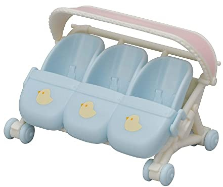 Sylvanian Families Triplets Stroller, - dollhouse playset L5533, Blue