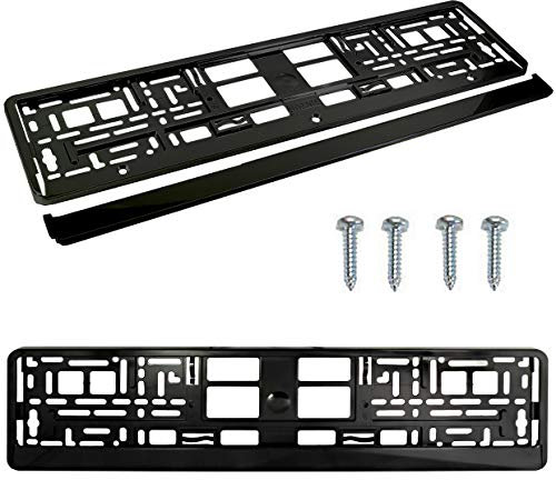 PAIR (2PCS) SUPER BLACK GLOSS Car Registration License Number Plate Surround Holder Frame Surround