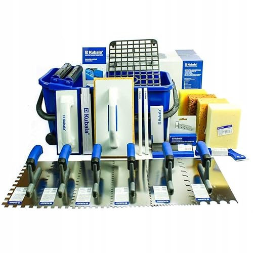 Fliesenwaschset 20l Fliesenleger Waschset 21- tlg enhalt - Fliesenwaschbrett - Fugenbrett - 4 x Fliesenschwamm - 5 x Glättekelle gezahnt - Glättkelle Rundzahnung - Fugenkratzer