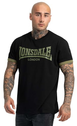 Lonsdale Men's TOWNHEAD T-Shirt, Black/Olive, XXL