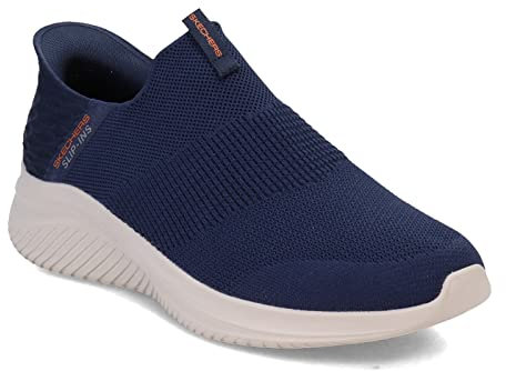 Skechers Homme Ultra Flex 3.0 Smooth Step Hands Free Slip-ins Mocassin, Navy Knit/Trim, 43 EU Large