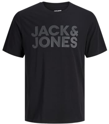 Jack & Jones Homme Jjecorp Logo Tee O-Neck Noos T-Shirt, Noir, Coupe : Slim, Grand Imprimé, Noir, L EU
