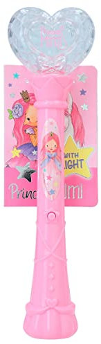 Depesche 12049 Princess Mimi - Baguette Magique pour Enfants en Rose avec cœur en Optique Cristal et Fonction Lumineuse Multicolore par Simple Pression sur Un Bouton