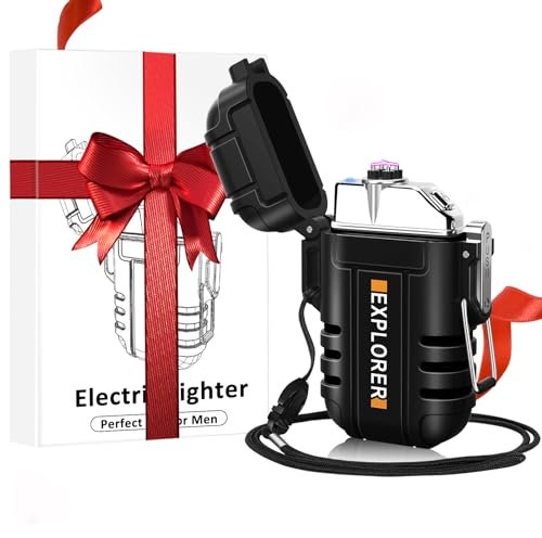 Coquimbo Geschenke für Männer Adventskalender Füllung, Feuerzeug Elektrisch Winddicht Lichtbogen Feuerzeug USB Aufladbar Plasma Sturmfeuerzeug für Kerzen Outdoor Camping Survival
