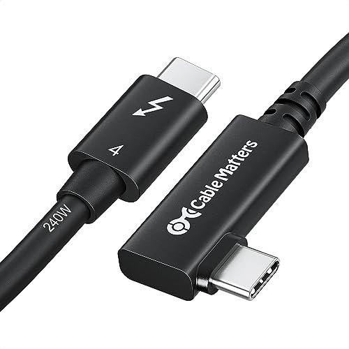 Cable Matters [Intel zertifiziert] 40 Gbit/s rechtwinkliges Thunderbolt 4-Kabel 0,8 m mit 8K-Video, 240 W Aufladen – 0,8 m, Thunderbolt 4-Kabel, 90 Grad, kompatibel mit USB 4, Thunderbolt 3-Kabel und