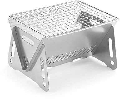 Portable Barbecue Grill, Foldable BBQ Charcoal Tabletop Outdoor Stainless Steel Grill, Charcoal Fire Pit Grill for Terrace Patio Cooking Camping Picnics Hiking