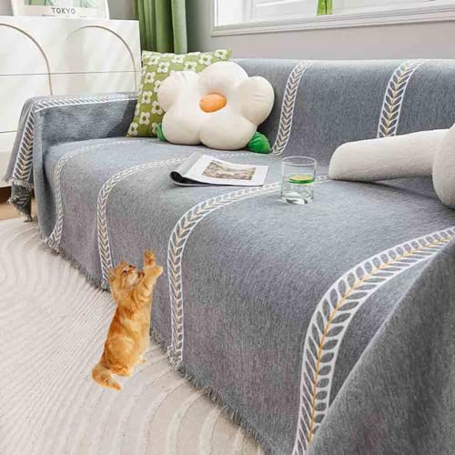 HLTQL Plaid Canape Grande Taille, Jeté De Canapé XXL d'angle, Antidérapant Grand Plaid pour Canapé XXL, Chenille Couverture Canapé Housse De Canapé, Lavable(#414,180x300cm)