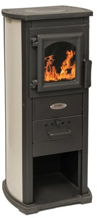 Stufa a legna in ghisa NATALYA 6,1 KW L 43 x P 33 x H 90 Beige