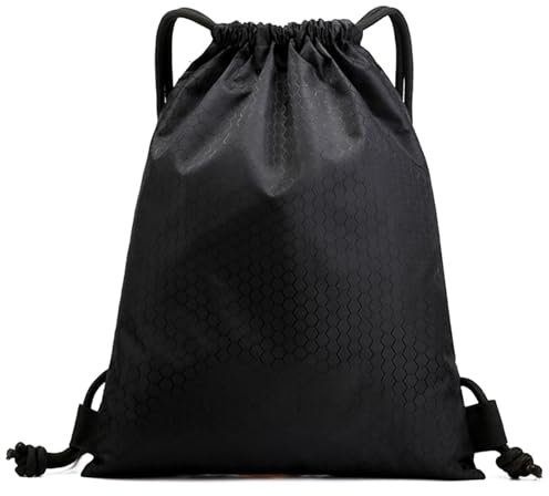 Criveple Rucksack mit Kordelzug, Turnbeutel für Damen und Herren, Sportbeutel mit Kordelzug, wasserdicht, Verstellbar Gym Bag für Sport, Reisen, Schwimmen, Schule, Strand (Schwarz)
