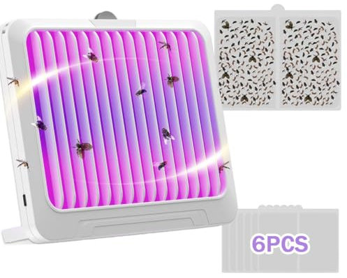 YUCEN Electric fly trap, Fly Trap Indoor, Rechargeable mosquito killer, 6 stickers,2-in-1 mosquito killer with UV lamp and lighting, suitable for balconies, indoor bedrooms