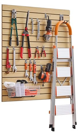 VEVOR Panneau à Lattes Mural Garage, 1220x1220 mm, Panneau Rangement Outils MDF avec Conception Modulaire, Porte-outils Muraux pour Affichage, Organisation, Stockage, Atelier, Artisanal, Couleur Bois