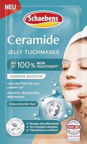 Schaebens Maschera in ceramica gelatina – Barriera Booster per pelli esigenti, riduce le rughe, assorbe e idrata fino al 100% in più, con allantoina, niacinamide e acqua di mare