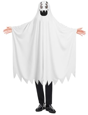 DiULi Costume da Fantasma di Halloween, Costume Fantasma per Adulti, Mantello da Fantasma di Halloween, Bianco Arrabbiato, per Carnevale Cosplay
