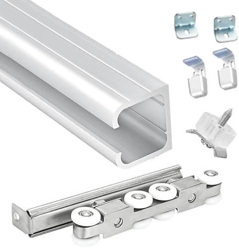 Premium Pocket Door Track KitConcealed Sliding Door System in Black & Silver Adjustable 1020ft for Kitchens & Balconies Complete Hardware Included Easy Installation