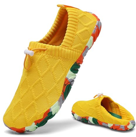 SAGUARO Zapatillas Barefoot Hombre Mujer– Zapatillas sin Cordones Tipo Slip-On Zapatillas Casual Barefoot Shoes Ligeras Zapatos Descalzos con Puntera Ancha para Tiempo Libre y Caminar Amarillo,Gr.43