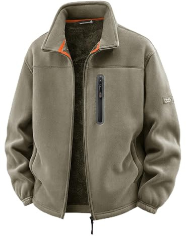 PADOLA Veste Polaire Homme Hiver Double Face Col Roulé Pull Chaude Zippé Manteau avec Multi-Poches Uni Blouson Parka Sherpa d'extérieur Vestes Travail Blousons Pulls (2 Kaki, M)