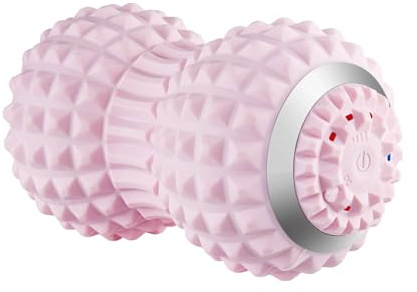 Vibrating Massage Ball Roller for Tense Muscle, Silicone Electric Double Massage Ball, Deep Muscle Relaxation Fascia Balls for Yoga, Exercise and Fitness 17x9cm