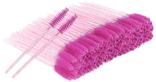 BUTBU Engångsögonfransborstar, 100 st ögonfransborstar, förlängningsborstar för mascara, ögonbrynsborstar, för borttagning av ögonfransar, sminkborttagning, nagelkonst, målning, fuchsia
