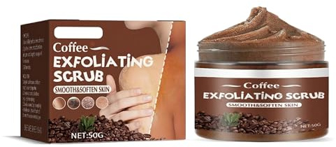 Exfolierande kroppsskrubb, organiska naturliga kaffeskrubb, föryngrande kroppsskrubb med koffein, tar bort död hud, perfekt för kroppshud, händer, 50 g