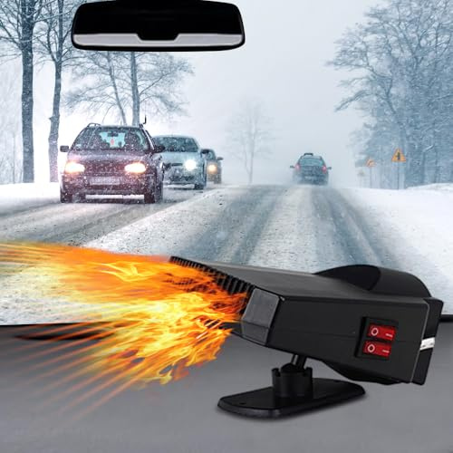 MASO Car Heater, 200W Portable Windshield Defroster Fast Heating and Cooling Auto Car Defogger Window Defroster Automobile Windscreen Heater Plug in Cigarette Lighter Heaters