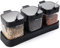 WUWEOT Set di 3 Barattoli per Spezie in Vetro 220ml Condimento Box Spezia Jar Cucina Vasi per Spezie Scatola di Spezie Contenitori per Spezie e Condimenti con Coperchio Cucchiaio e Supporto
