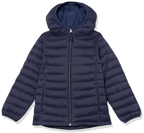 Amazon Essentials Chaqueta Acolchada Ligera y Resistente al Agua para niñas, Azul Marino, Talla S