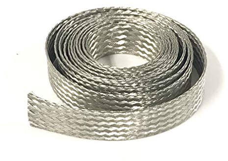 AC/DC Wire and Supply Tinned Copper Flat Braid Ground Strap Grounding 1 Width (10 FT)