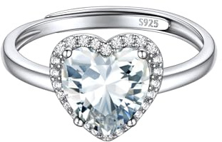 ChicSilver Bague Diamant Argent 925 Femme Ajustable,Anneau Réglable avec Pierre Diamant en Forme Coeur Brillante, Bijoux Fantaisie Cadeau Femme Valentin Anniversaire
