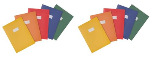 HERMA 20229 Heftumschläge A4 Papier Braun, 5 Stück, Hefthüllen mit Beschriftungsfeld aus kräftigem Recycling Altpapier & satten Farben, Heftschoner Set für Schulhefte, farbig (Packung mit 2)