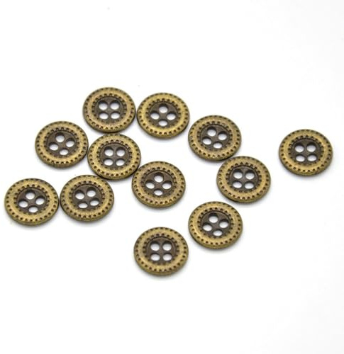 Wisafory 50 stycken metallknappar vintage metallknappar 4 hål runda knappar byxknappar jeansknappar retro metallknappar för sömnad gör-det-själv pyssel sy dekorationer för väst jacka skjorta 2#