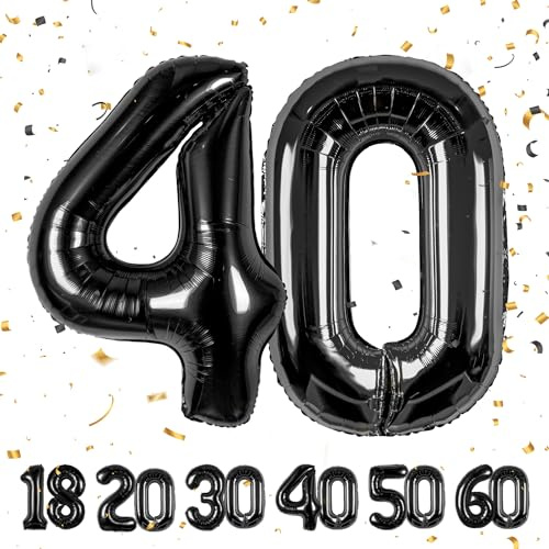 Palloncini compleanno 40 anni Noir -40 pollici-Decorazioni compleanno di un uomo donna di 40 anni-Pallone numero gonfiabile in foil beige 40 anni