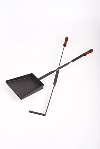 Set d'ustensiles avec tisonnier et pelle à charbon manche en bois barbecue rôti cheminée