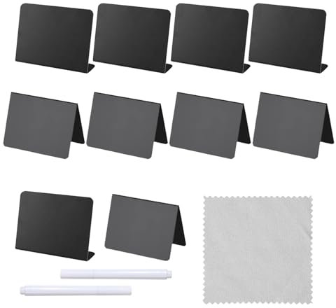 ZBHDEYG 10 Stück Preisschilder, 2 Stifte, 1 Lappen, Löschbare, V-Förmige, L-Förmige, Mini-Nachrichtentafel, Produktpreisschilder, Tischtafel