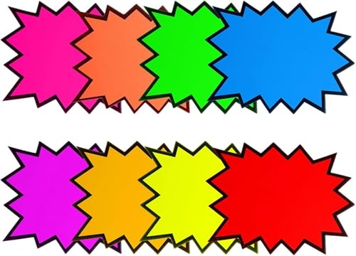 joonnair 160 pièces Etiquette Prix Fluorescent 8 Couleurs Assorties Étiquette de prix Starburst Étiquettes de Prix en Forme d'Étoile Étiquette de Vente au Détail en Papier Étiquettes Promotionnelles